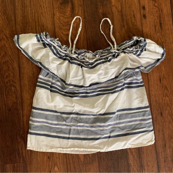 Splendid Women's Traveler Stripe Cold Shoulder, White, Medium - Picture 7 of 7